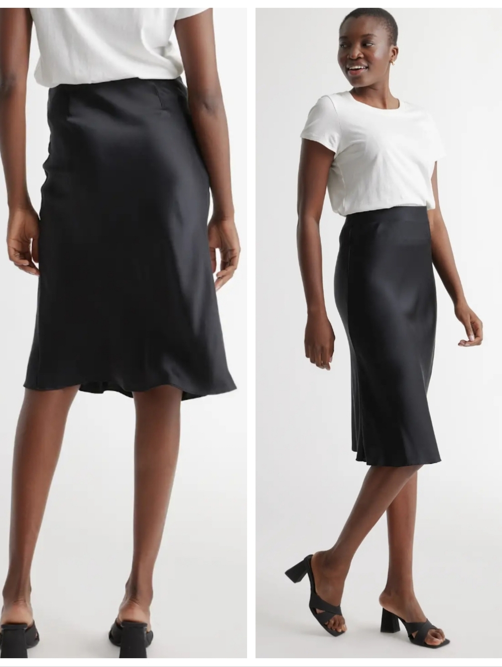 Quince 100% Silk (Washable) Midi Skirt Black $200 Women's Large Effortless Flowy